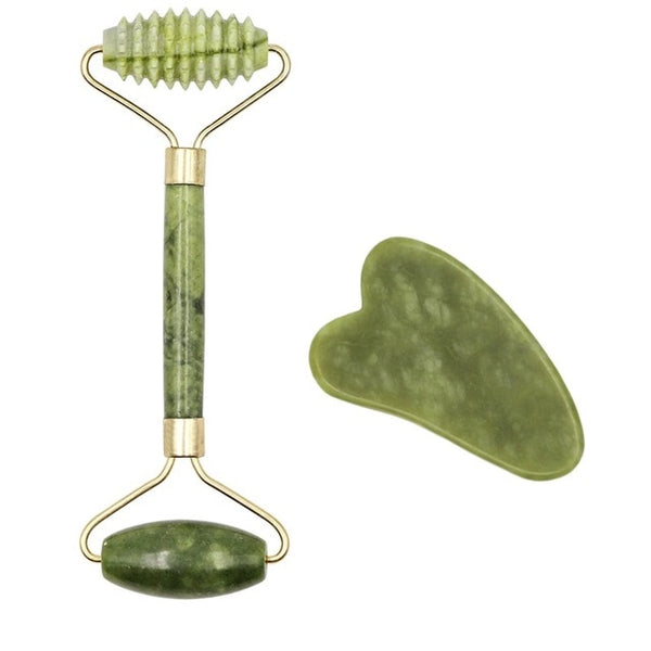 Facial Massage Roller Guasha Board Double Heads Jade Stone Face Lift Body Skin Relaxation Slimming Beauty Neck Thin Lift