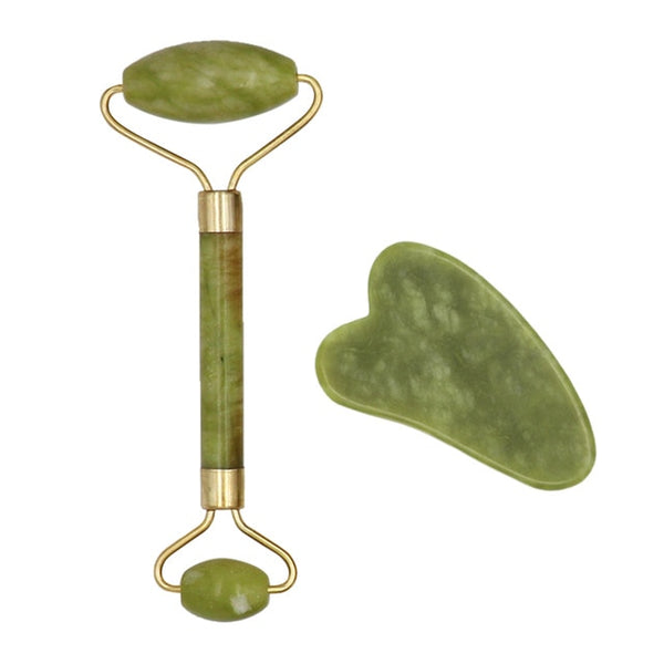 Facial Massage Roller Guasha Board Double Heads Jade Stone Face Lift Body Skin Relaxation Slimming Beauty Neck Thin Lift