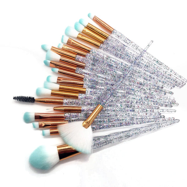 20pcs Diamond Makeup Brush Set Eye Brush Beauty Tools Fan Powder Eyeshadow Contour Beauty Cosmetic Colorful For Make Up Tool