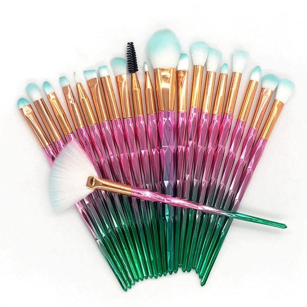 20pcs Diamond Makeup Brush Set Eye Brush Beauty Tools Fan Powder Eyeshadow Contour Beauty Cosmetic Colorful For Make Up Tool