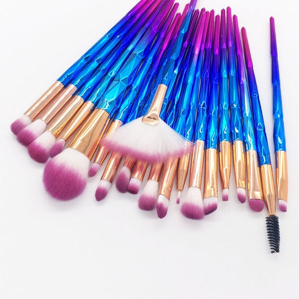 20pcs Diamond Makeup Brush Set Eye Brush Beauty Tools Fan Powder Eyeshadow Contour Beauty Cosmetic Colorful For Make Up Tool