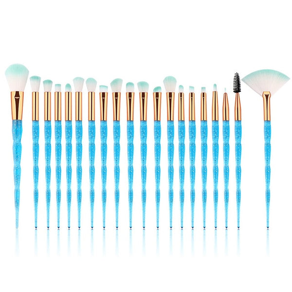 20pcs Diamond Makeup Brush Set Eye Brush Beauty Tools Fan Powder Eyeshadow Contour Beauty Cosmetic Colorful For Make Up Tool